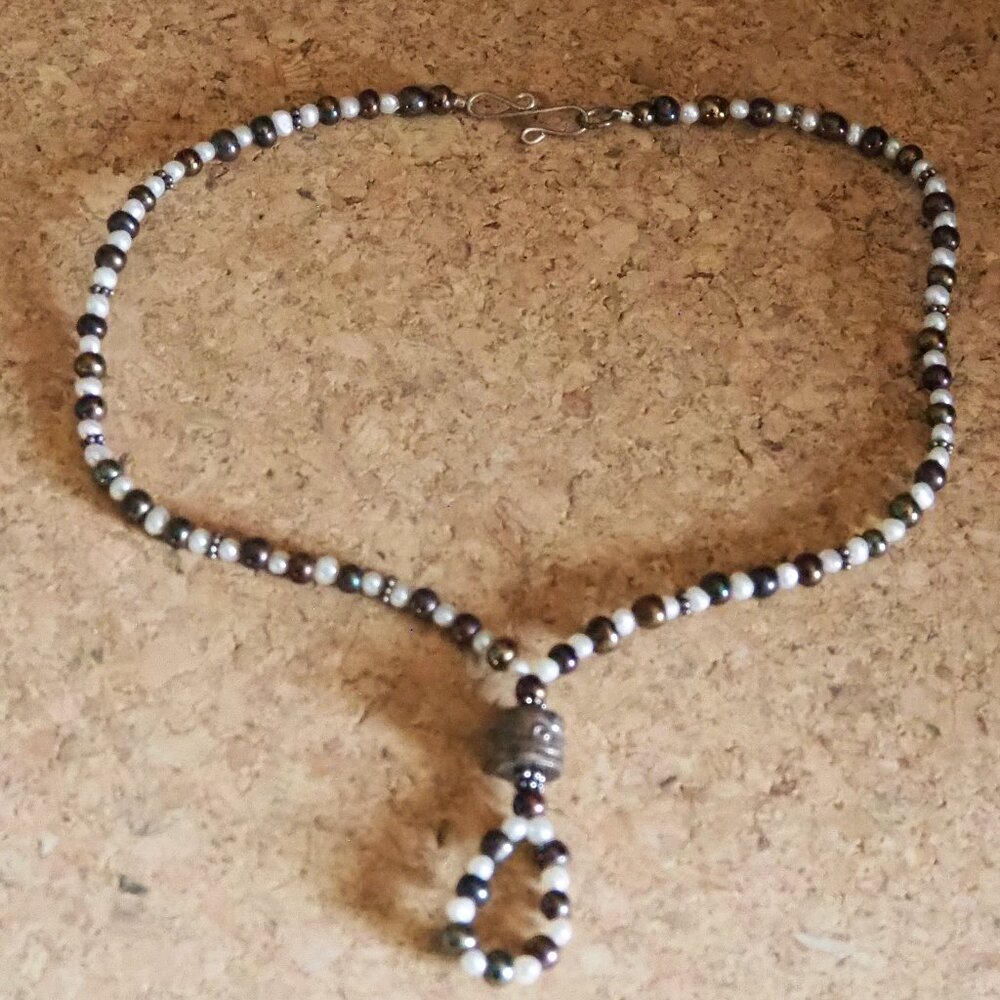 Beaded Handmade White and Purple Choker
